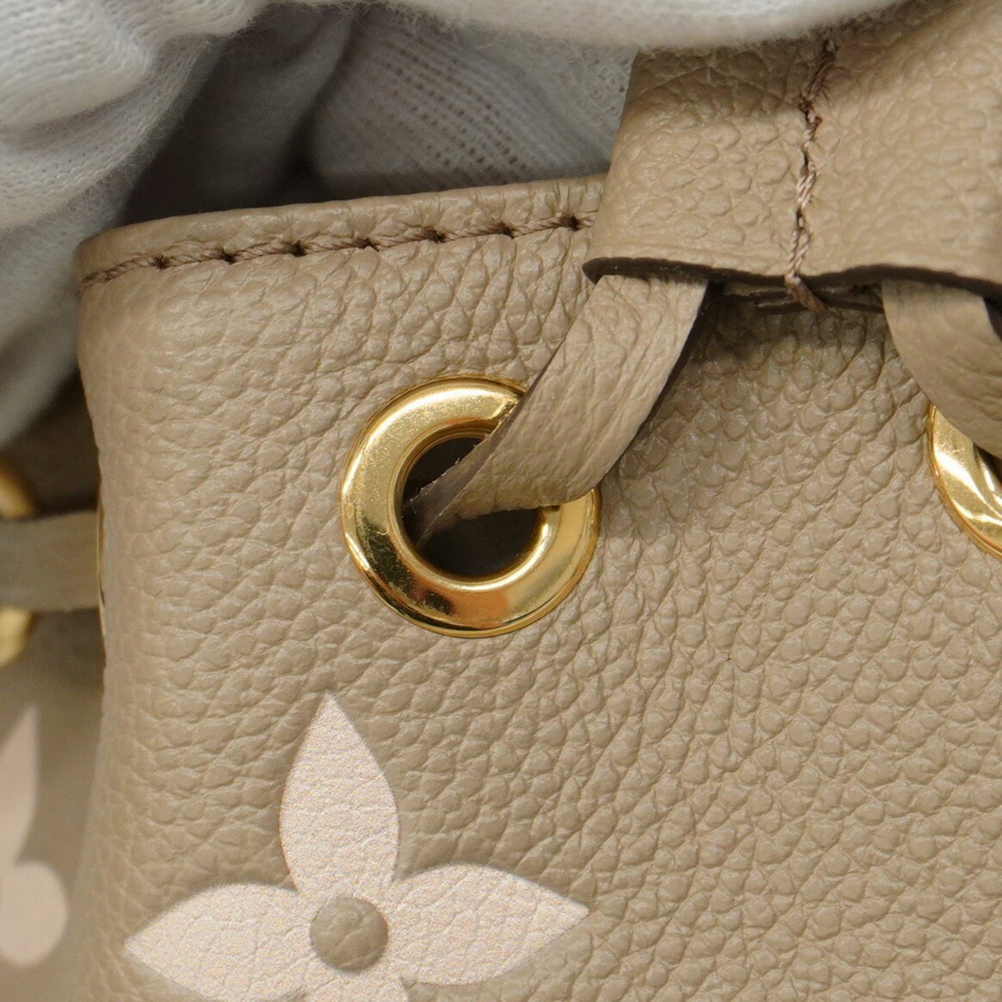 Louis Vuitton Monogram Empreinte Two-Tone Nano Noe Shoulder Bag M46291 Tourterelle Creme