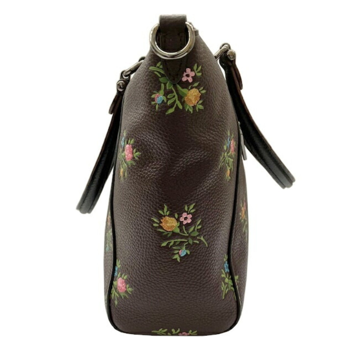 Coach Bag 22829 Flower Satchel Brown Leather Handbag Tote Shoulder