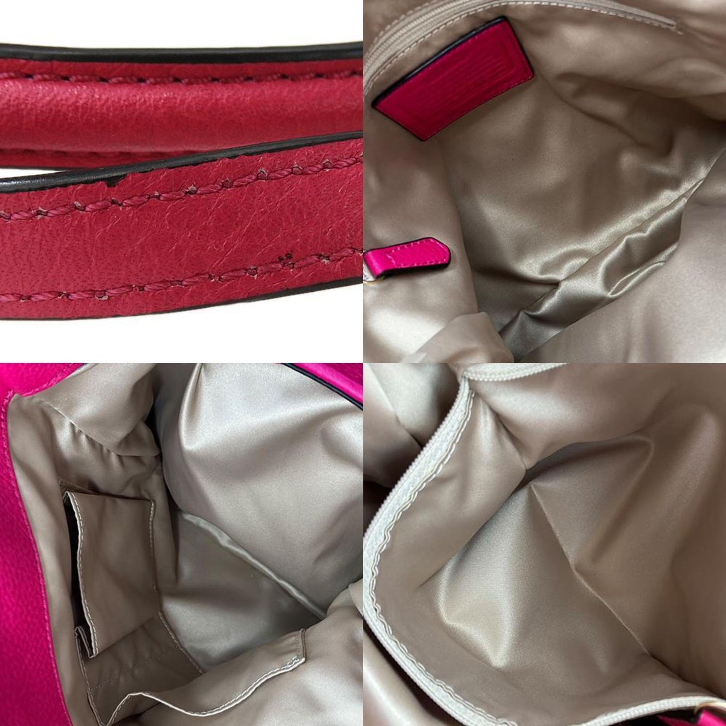 Coach Tote Bag 26282 Canvas Leather Pink Beige
