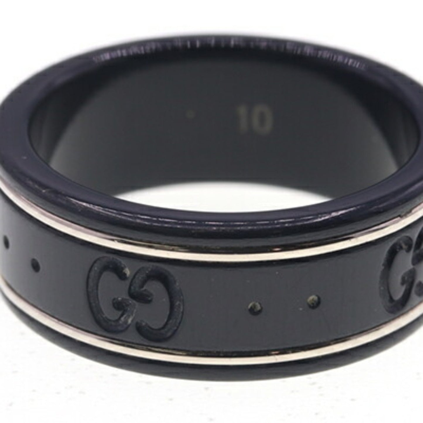 Gucci Icon Ring 225985 750 Wg Synthetic Corundum Size 9.5 Us5 Gg