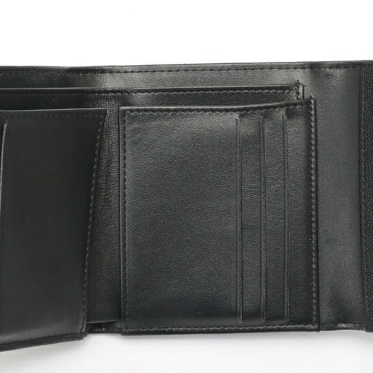 Chanel Boy Chanel Tri-Fold Wallet Compact A80743 Caviar Skin Black S-157722