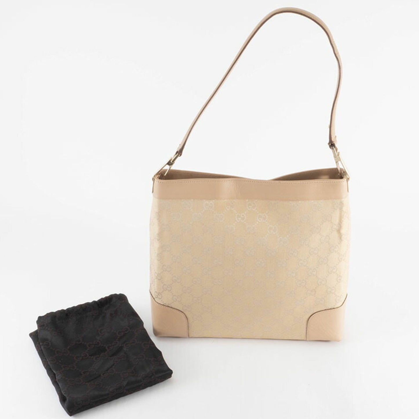 Gucci Gg Canvas Beige Semi-Hand Shoulder Bag 33900