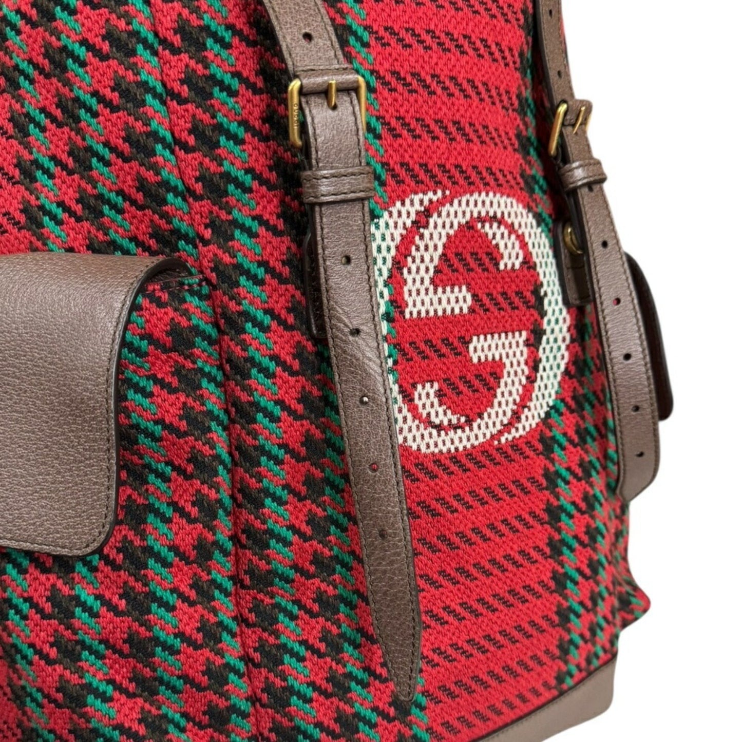 Gucci Houndstooth & Stripe Backpack/Daypack In Wool (625939)