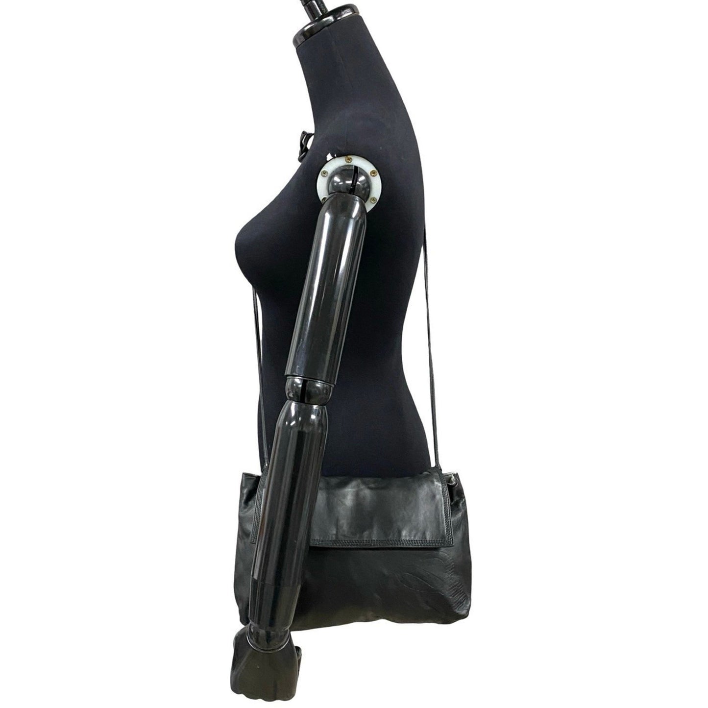 Loewe Vintage Anagram Logo Nappa Leather Shoulder Bag/Pochette/Sacoche In Black 11479