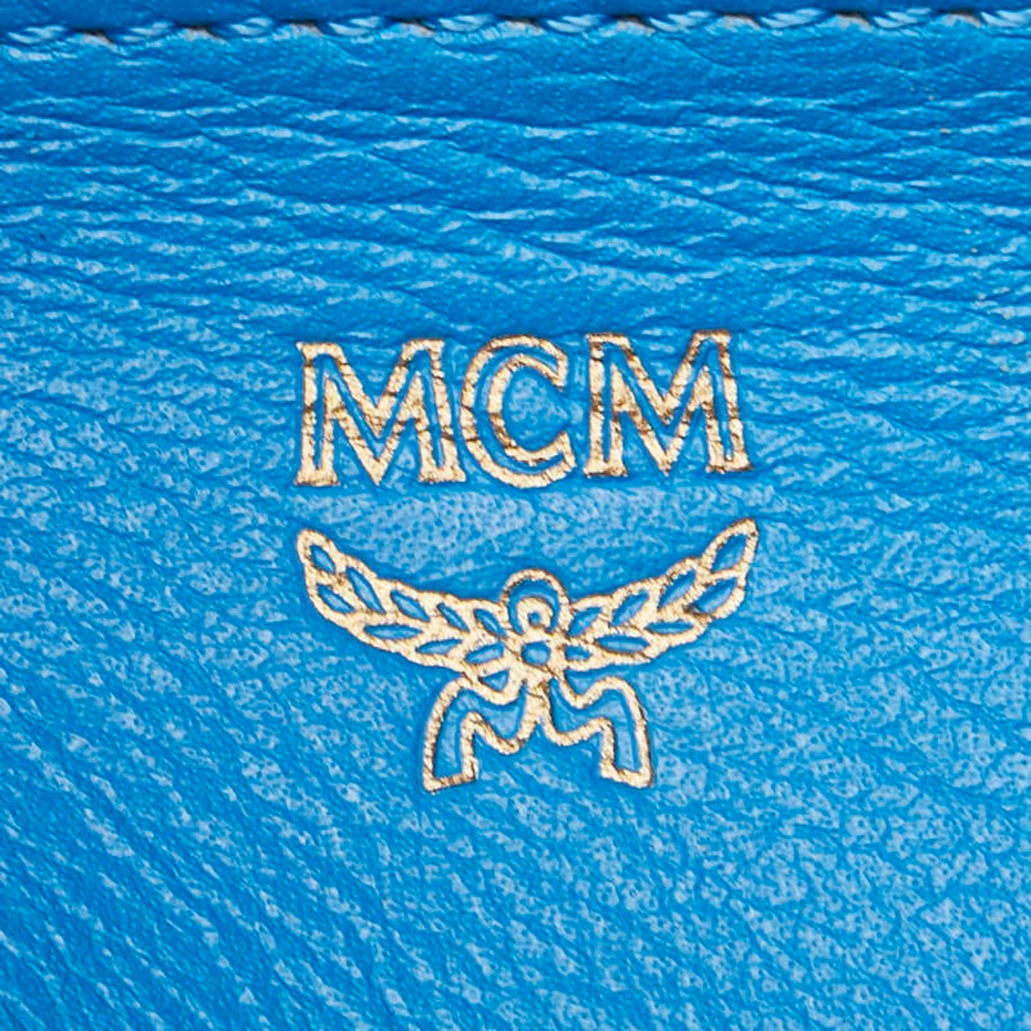 Mcm Visetos Studded Backpack Light Blue Leather