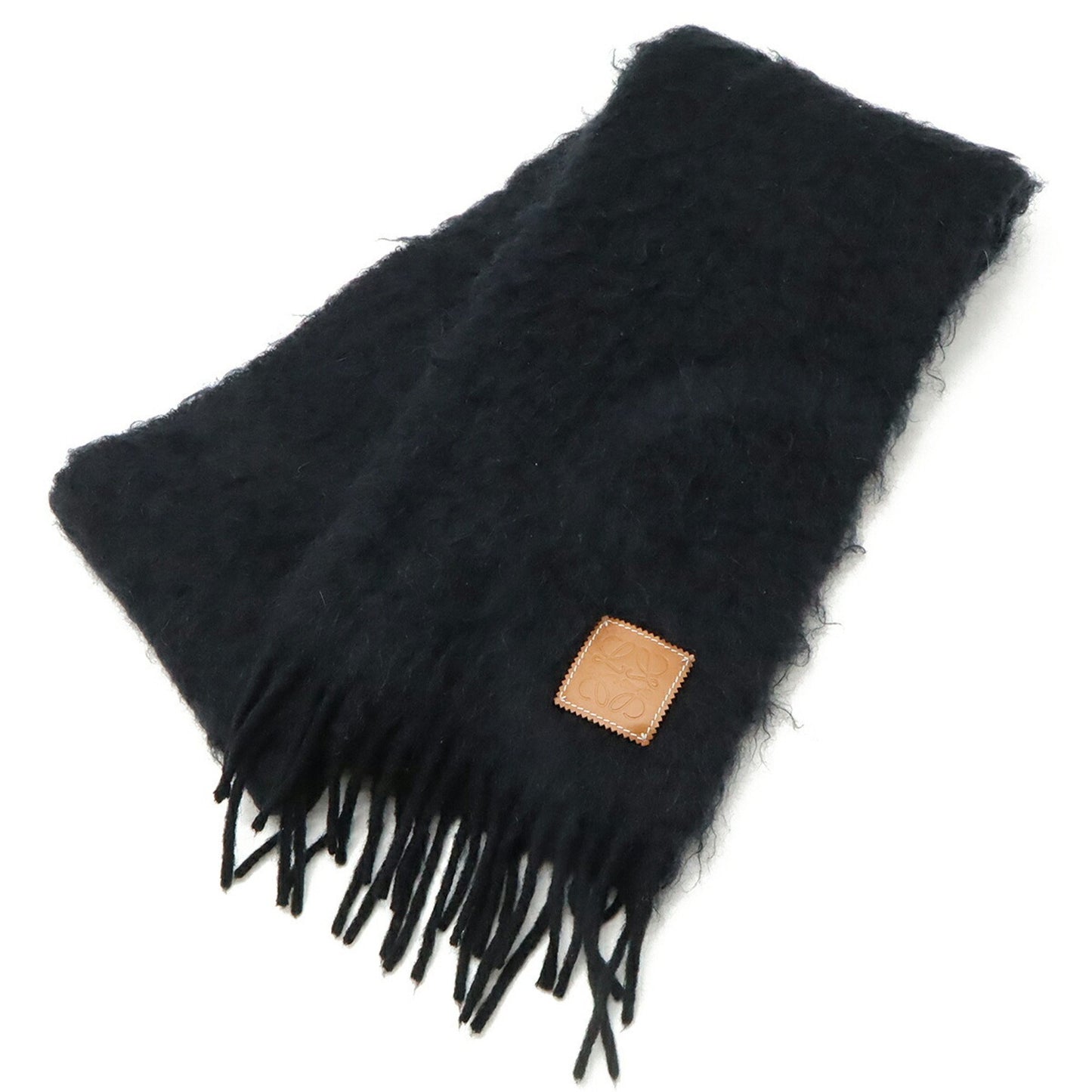Loewe Anagram Scarf Shawl 50% Mohair 48% Wool 2% Nylon Black