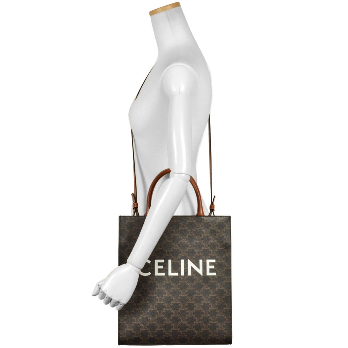 Celine Vertical Cabas Tote Bag Pvc Coated Canvas Leather Shoulder