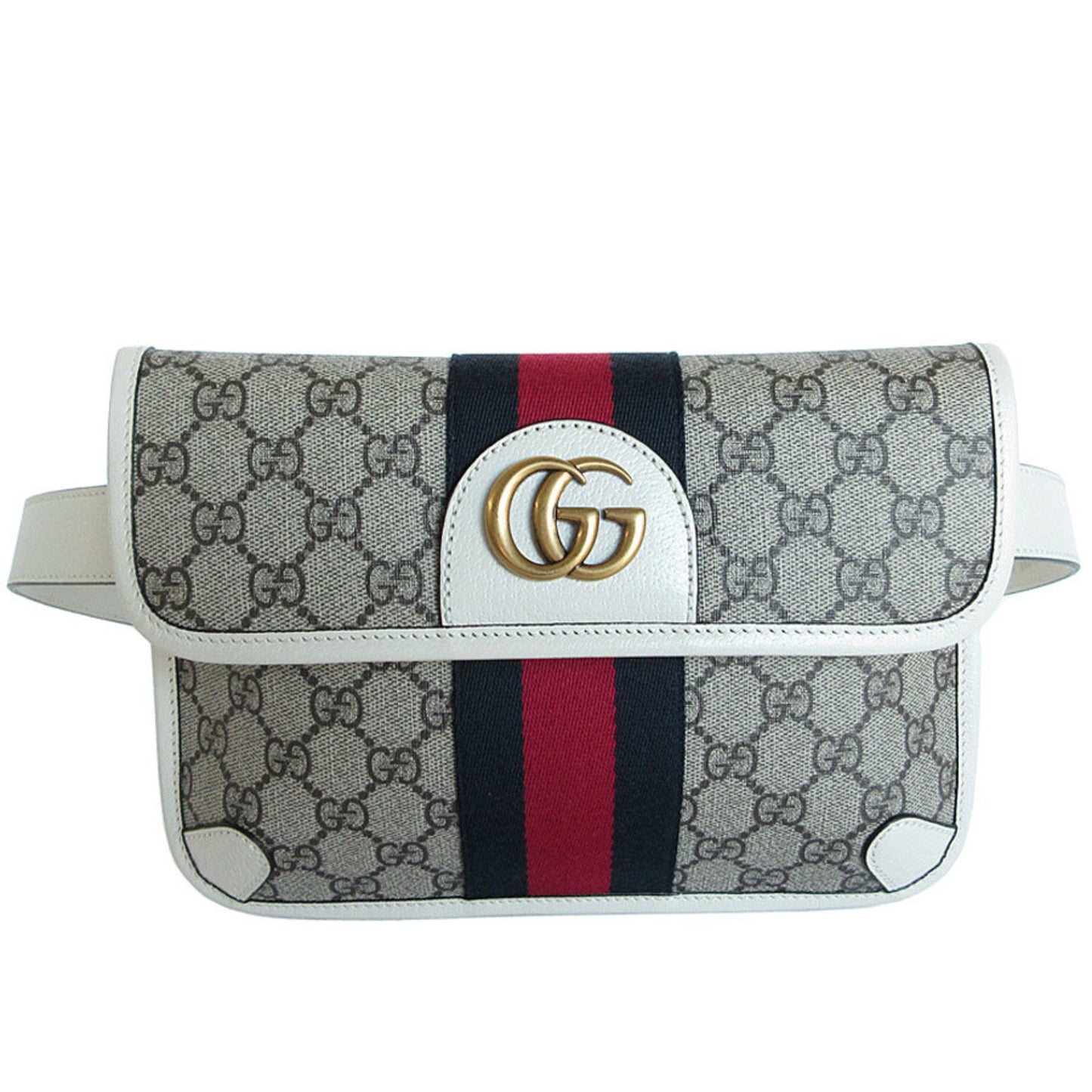 Gucci Waist Bag Belt Ophidia Gg Supreme Canvas Leather Beige Brown Off-White Gold