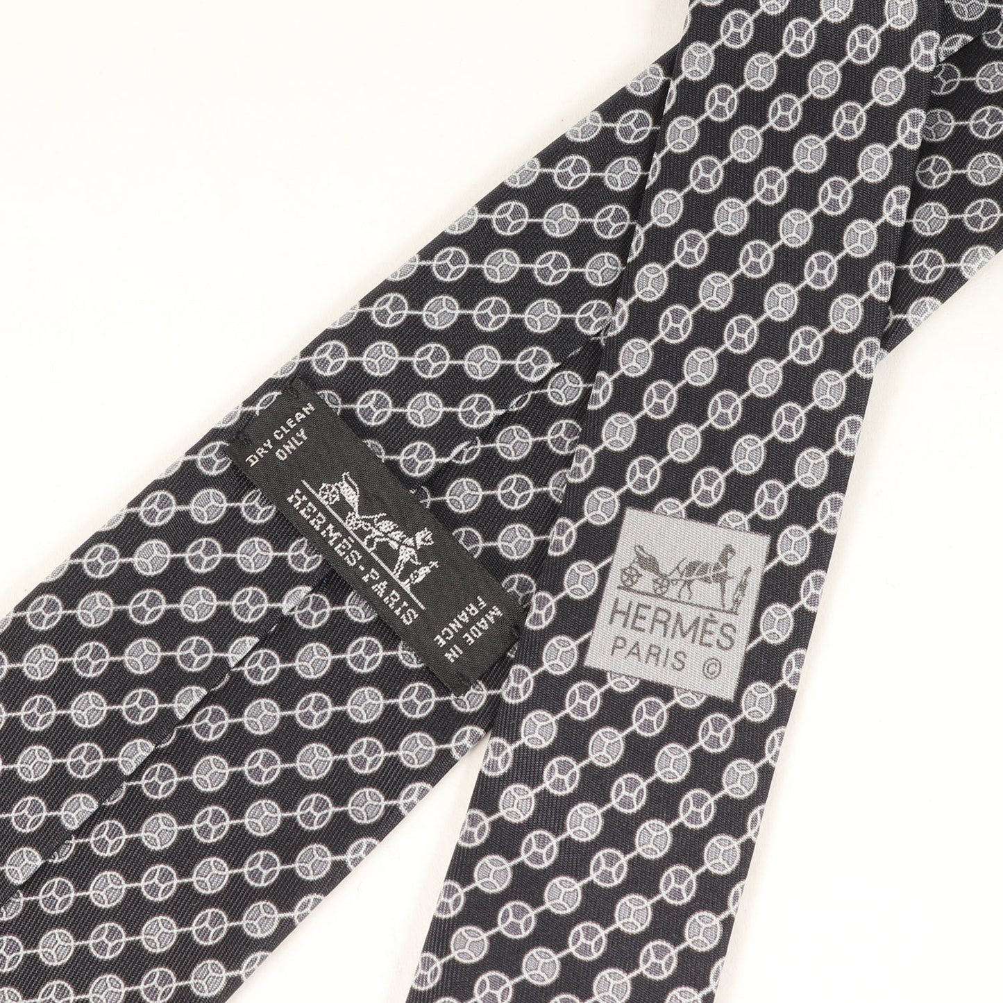 Hermes H Dot Silk Tie 5784 Ha Black