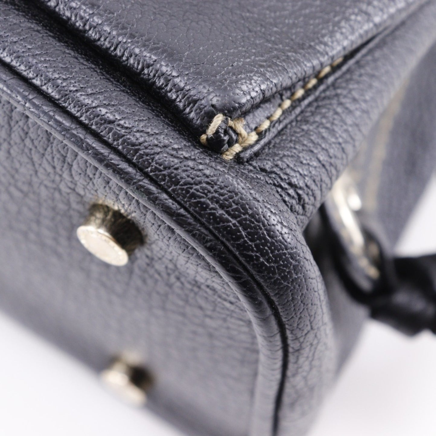 Bvlgari Maxi Rettale Handbag Shoulder Leather Black 2Way A5 Double