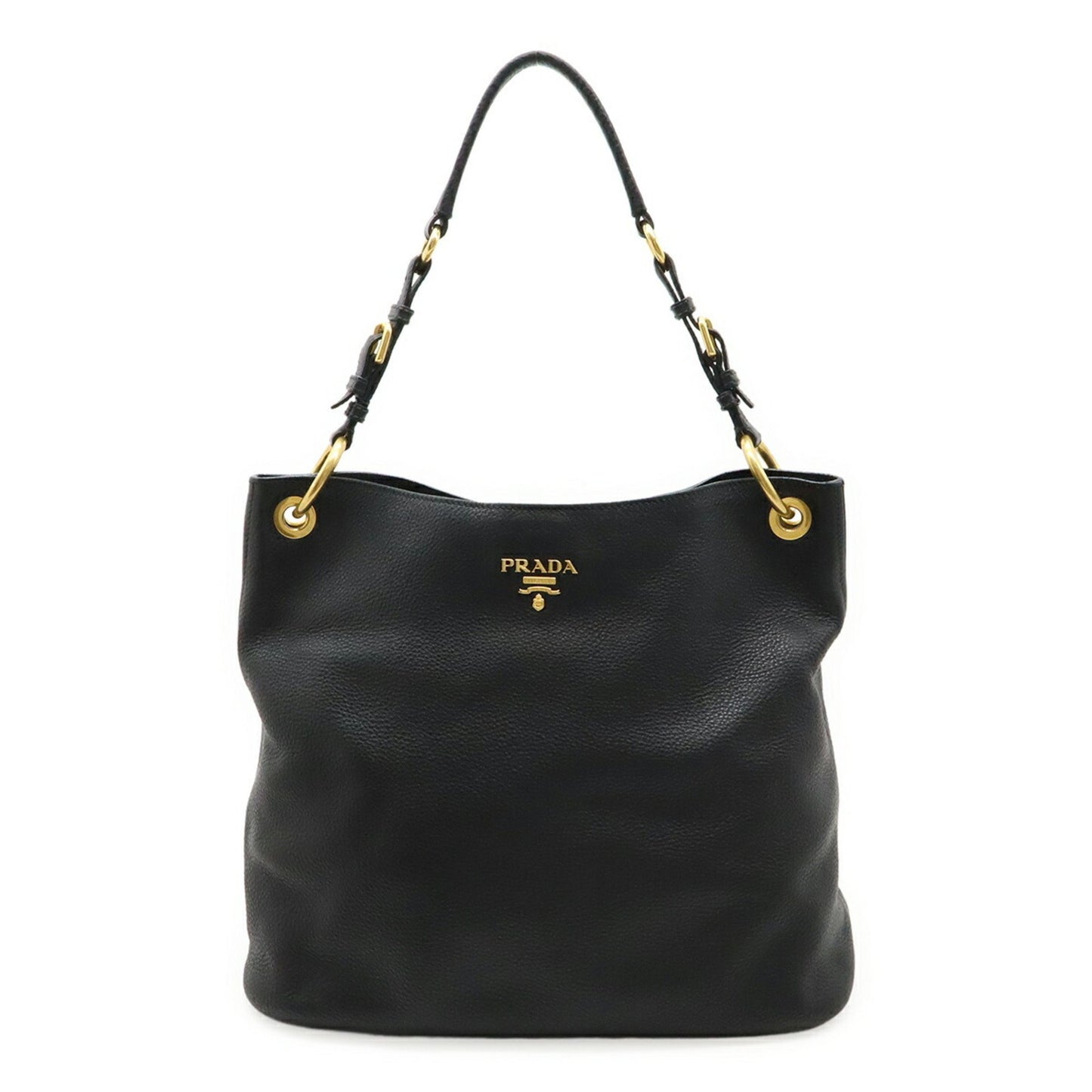 Prada Vit.Daino Shoulder Bag In Black Leather