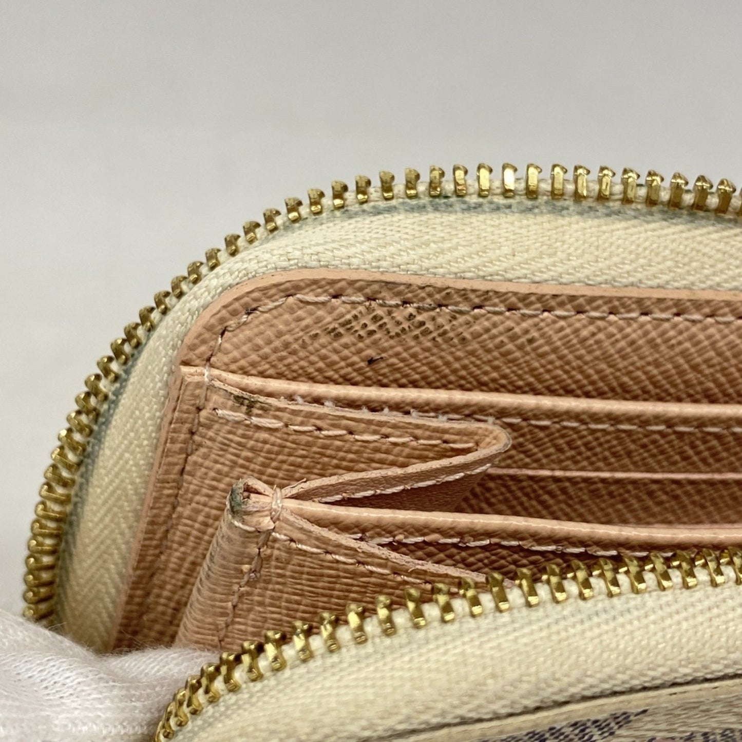 Louis Vuitton Damier Azur Tahiti Zippy Coin Purse N60098 White/Pink
