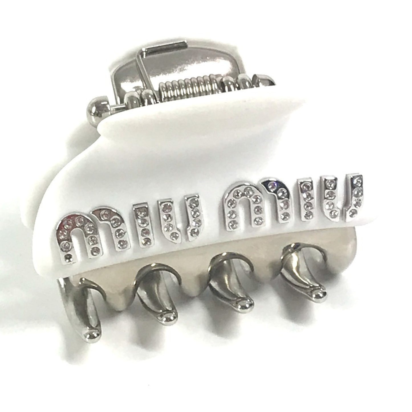 Miu Miu Logo Rhinestone Hair Clip Accessory Hairpin Metal