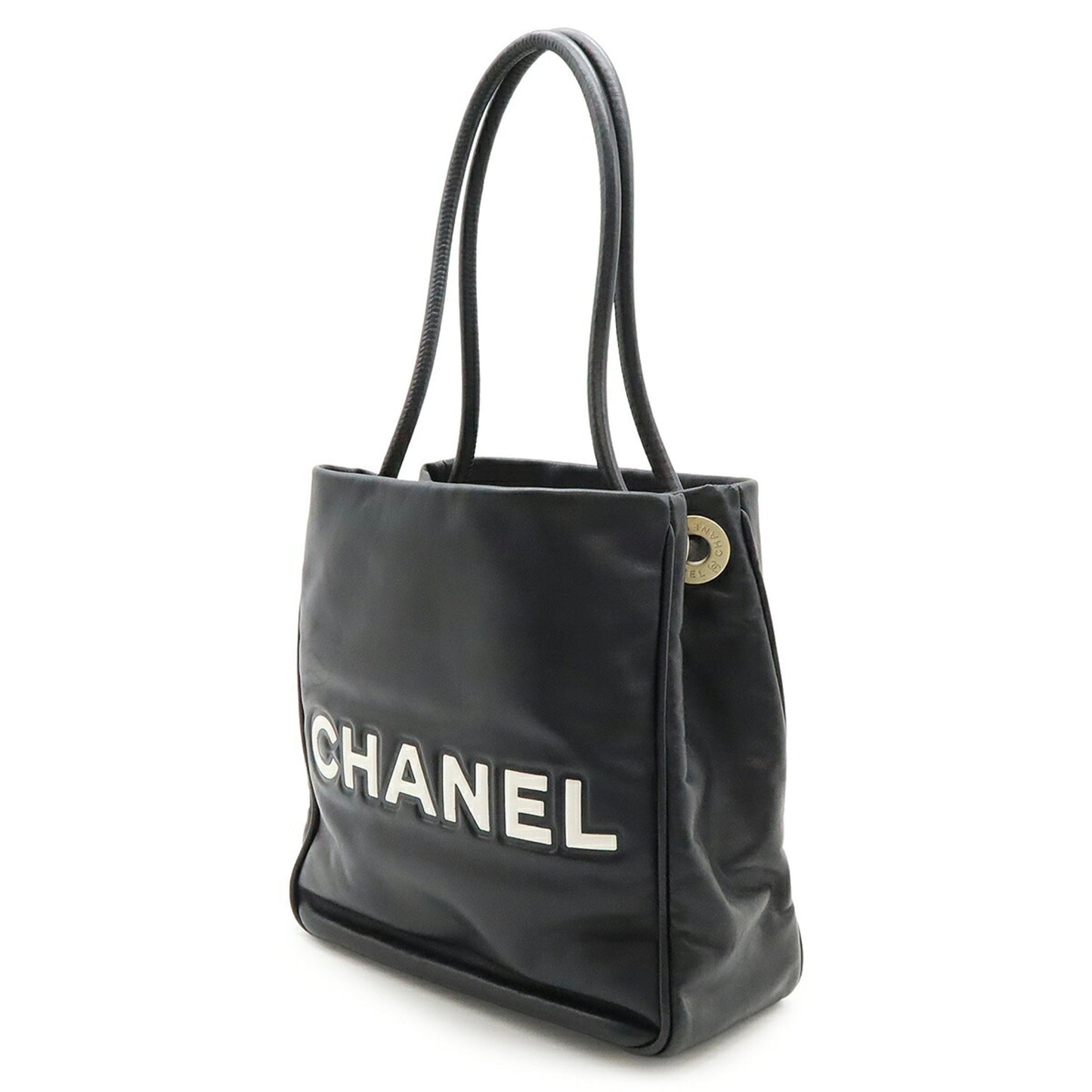 Chanel Camellia Tote Bag Shoulder Leather Black White A20856