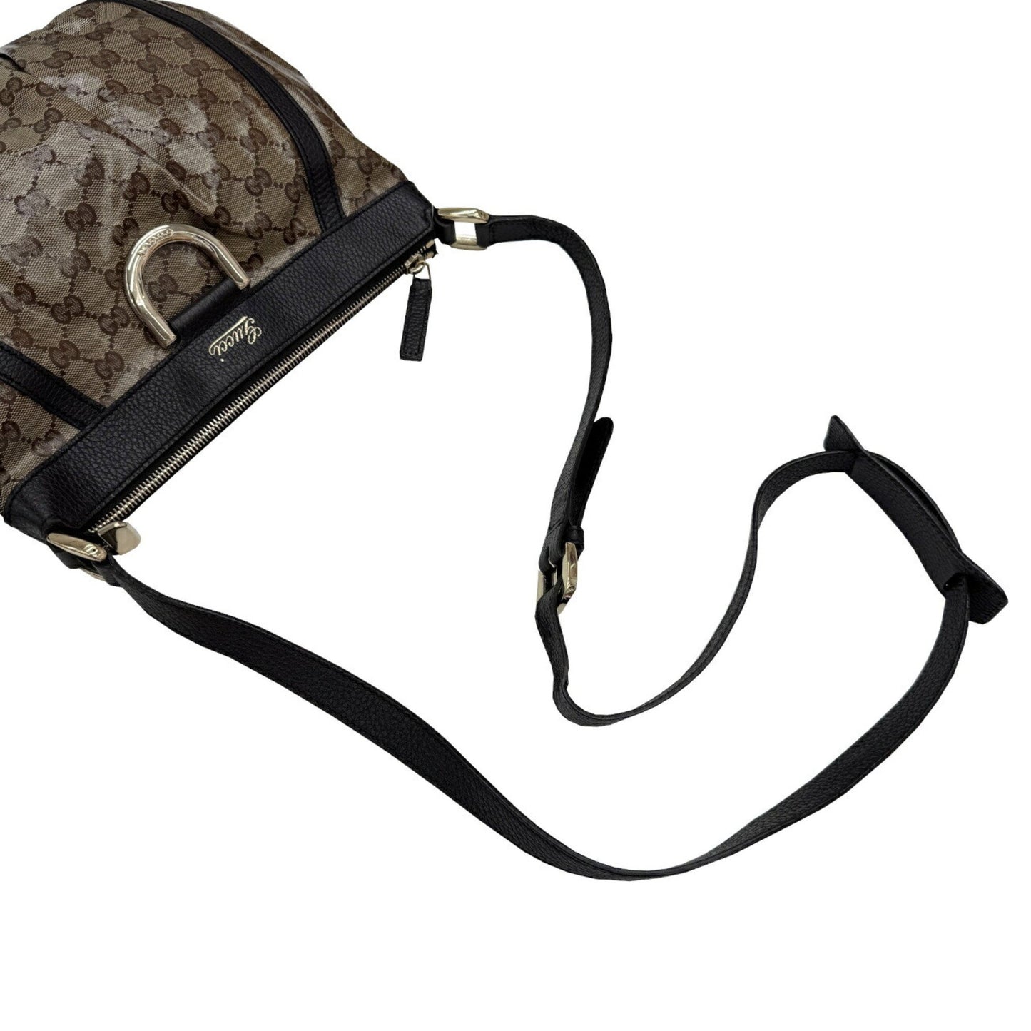 Gucci Abbey 265691 Gg Crystal Shoulder Bag In Coated Canvas And Leather