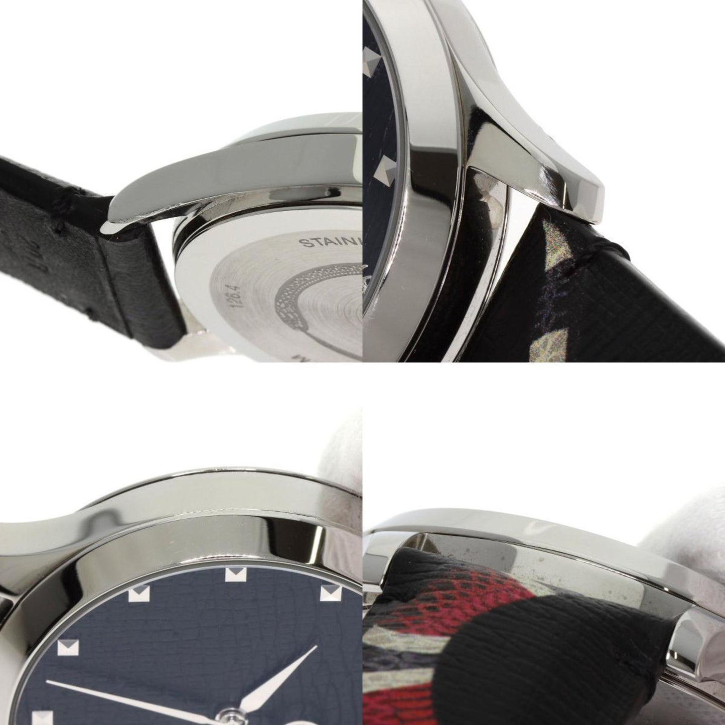 Gucci Ya1264007A G-Timeless Le March Des Merveilles Kingsnake Watch In Stainless Steel And Leather