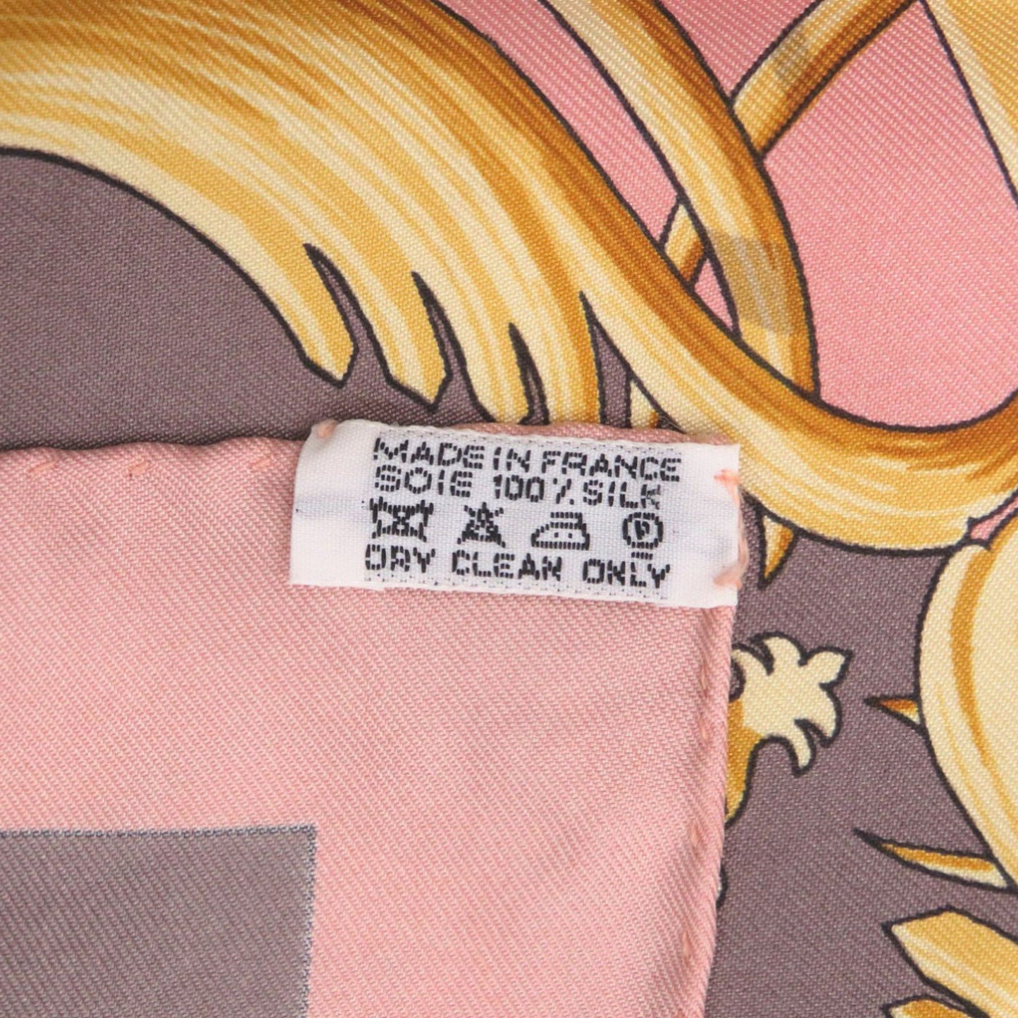Herms Carr 90 Imperial Studies Silk Pink Scarf Muffler 0120 Hermes