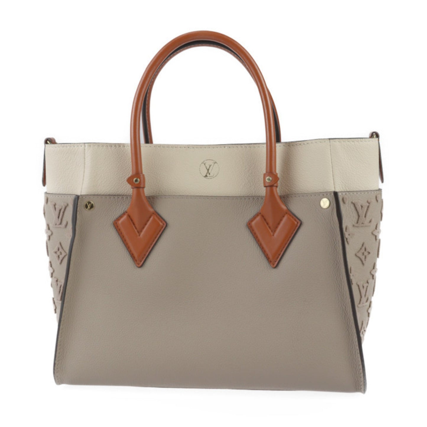 Louis Vuitton On My Side Mm Monogram Tuftage Handbag M53825 Calf Leather Gale Tote Bag Shoulder