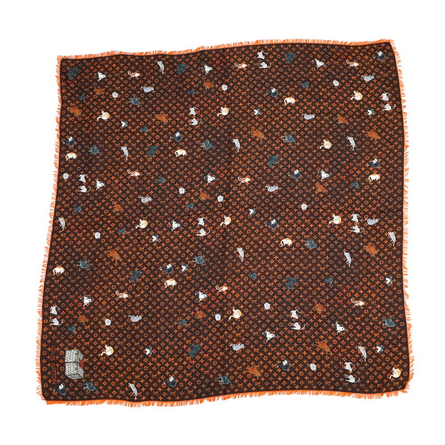 Louis Vuitton Stole Monogram Etoile Catgram Large Wool Silk Mp2265 Louis Vuitton Scarf Cat