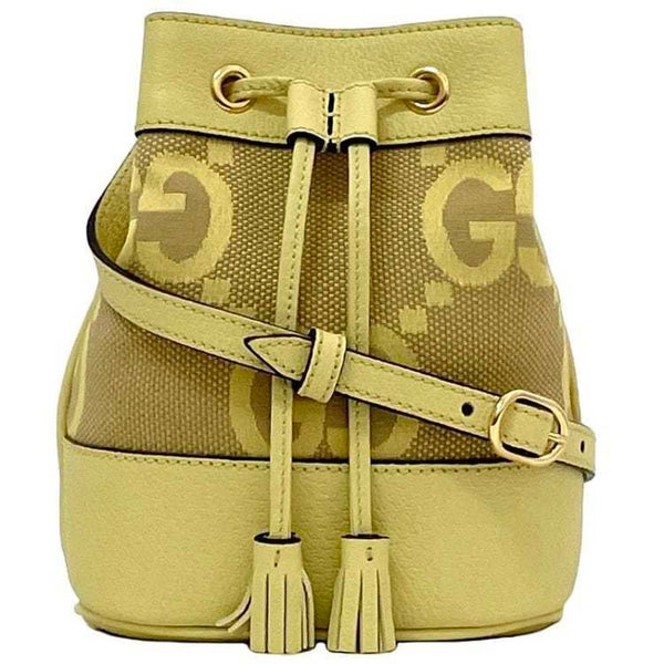 Gucci Shoulder Bag Mini Bucket F-23500 Yellow Jumbo Gg 550620 Unused Canvas Leather 498879 Gucci