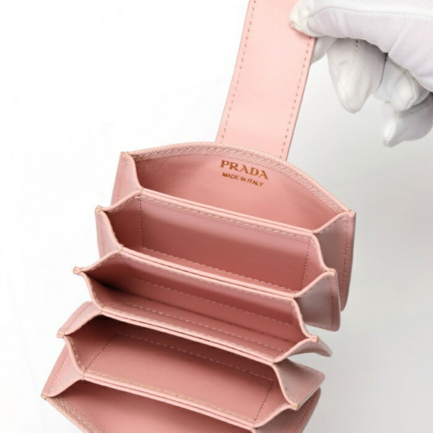 Prada Accordion Card Holder Case 1Mc211 Saffiano Leather Pink S-159269