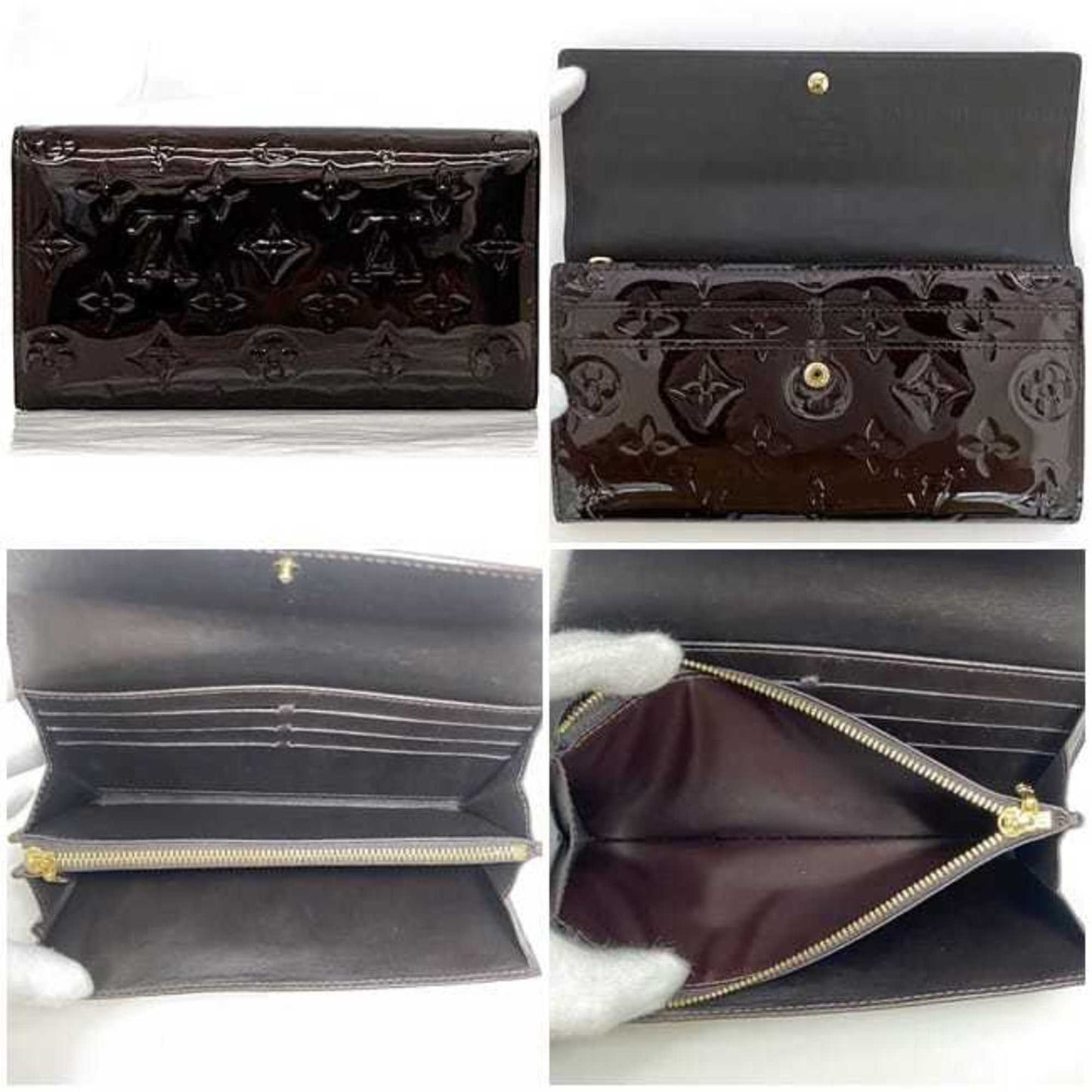 Louis Vuitton Bi-Fold Long Wallet Portefeuille Sarah Ec-22974 Wine Red Amaranth Monogram Vernis