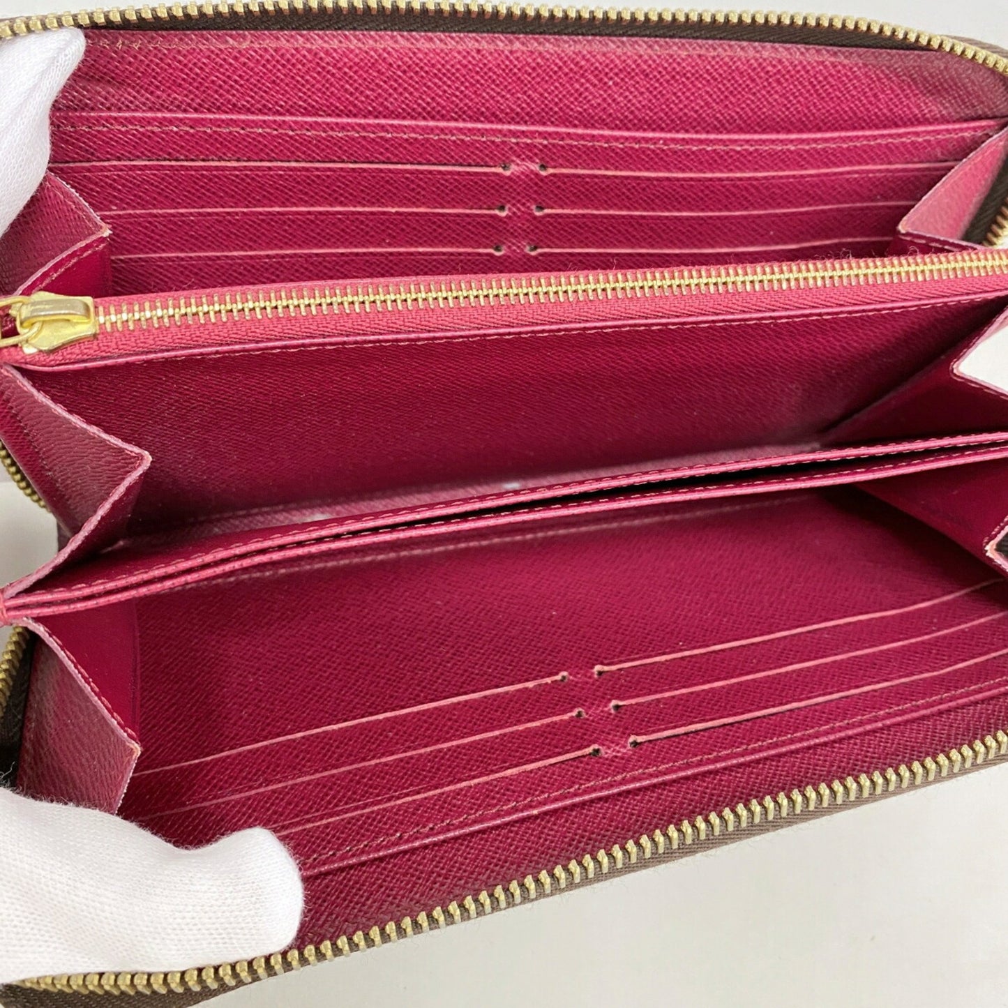 Louis Vuitton Monogram Zippy Wallet M41895 Brown Fuchsia