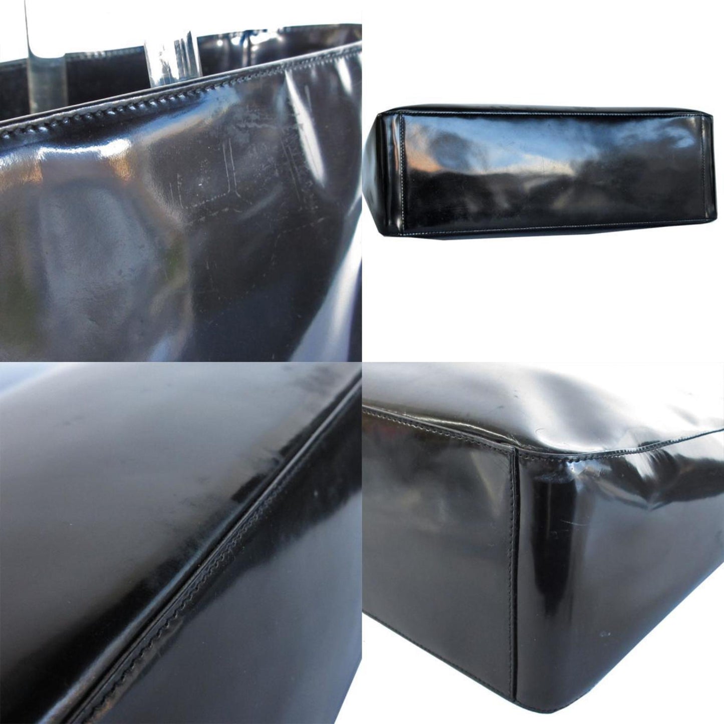 Prada Handbag Leather Plastic Black
