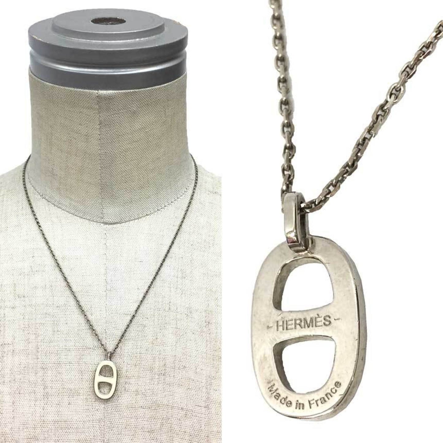 Hermes Hermes Iliad Chaine D'Ancre Necklace Pendant 143003Fp49 Brass Silver X White
