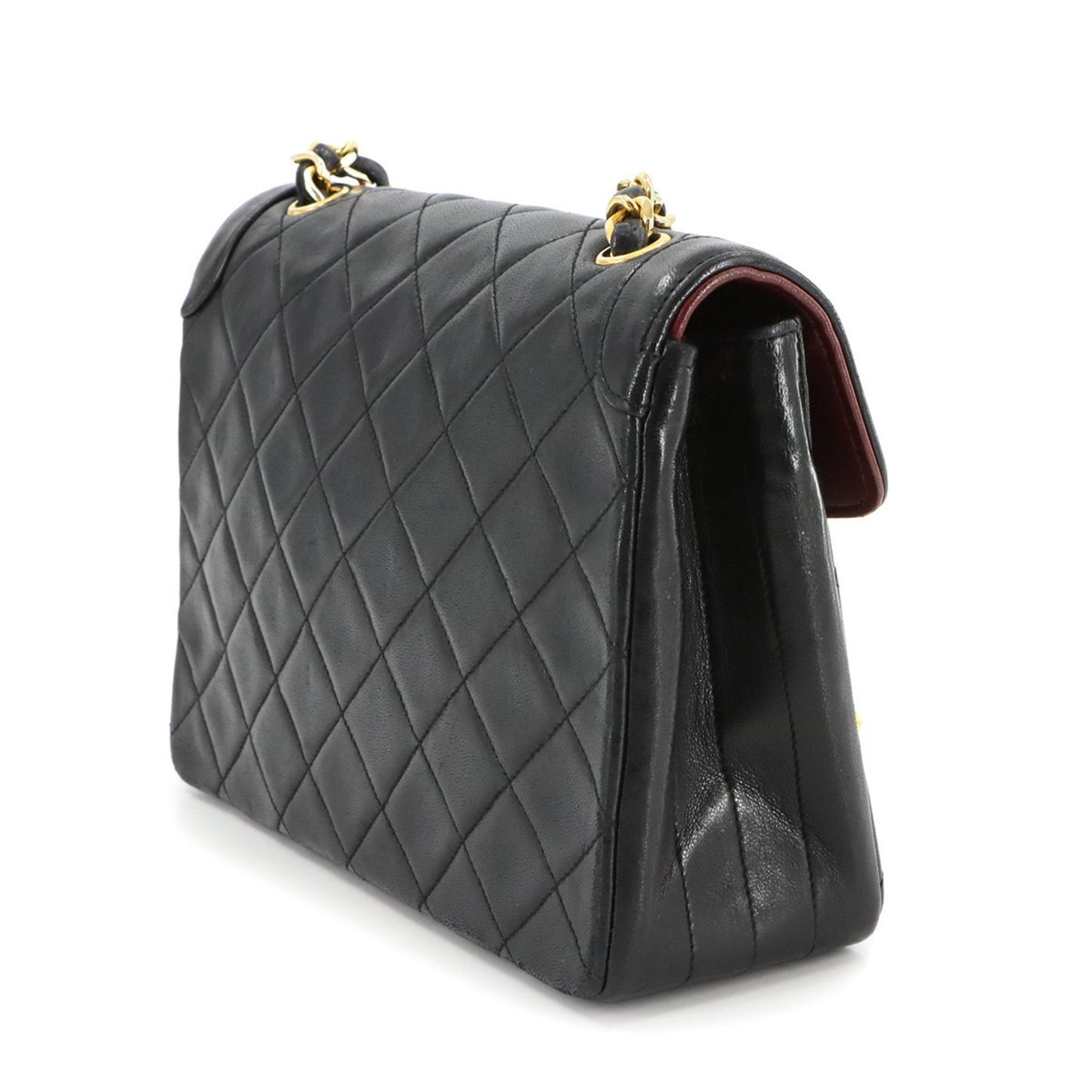 Chanel Matelasse Chain Shoulder Bag Leather Black Gold Metal Fittings