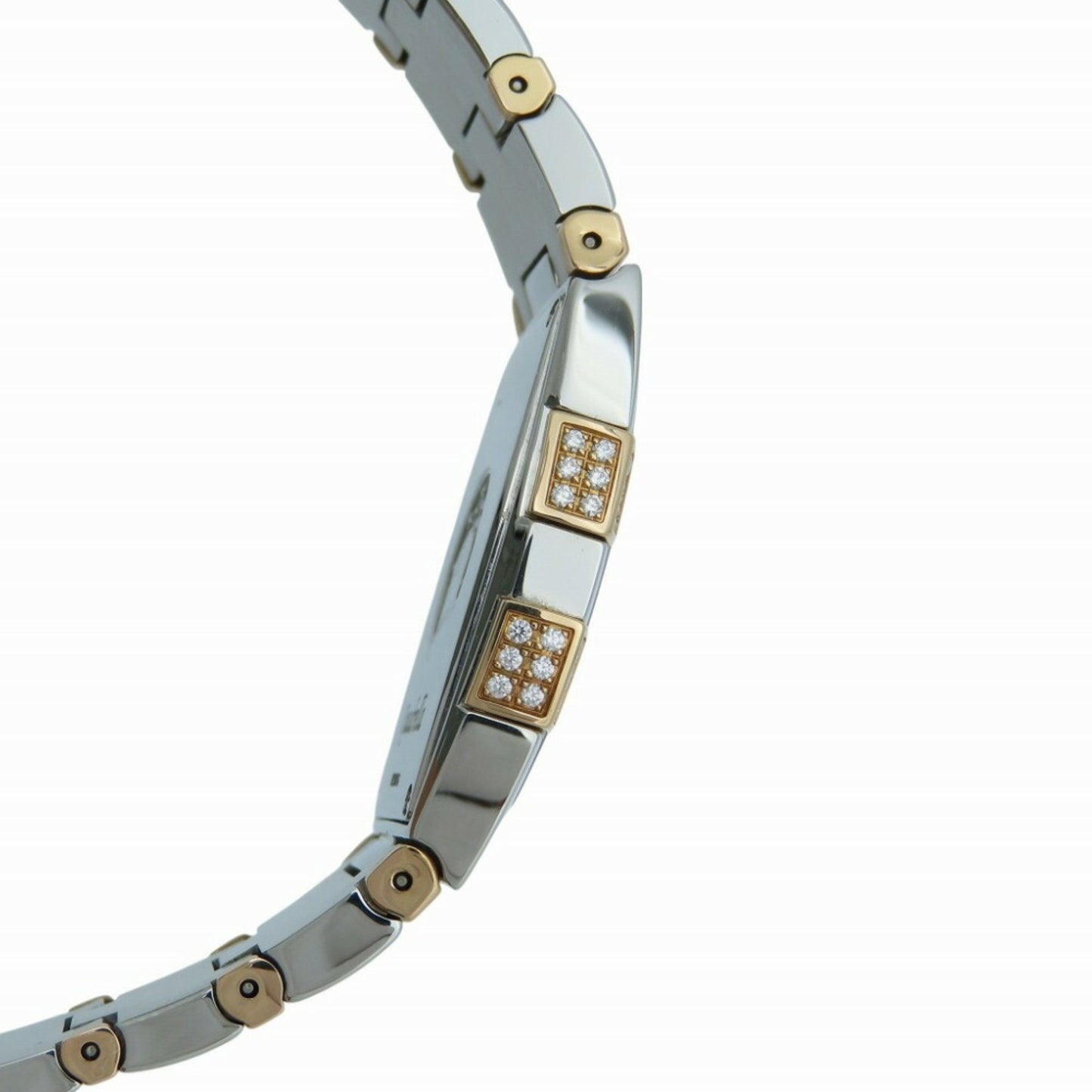Omega Constellation Quadrella 1286.75 Quartz Watch Ss/Diamond/Pink Gold White Shell 0219Omega