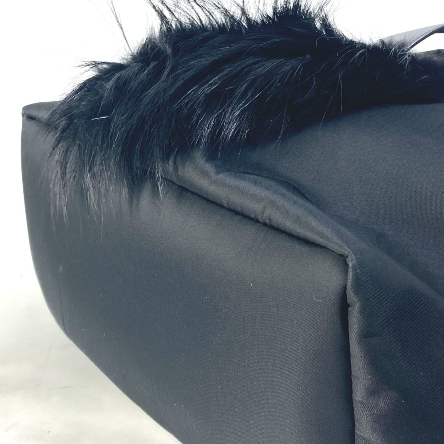 Fendi 7Vz016 Backpack Bag Fur Studs Backpack Black Blue
