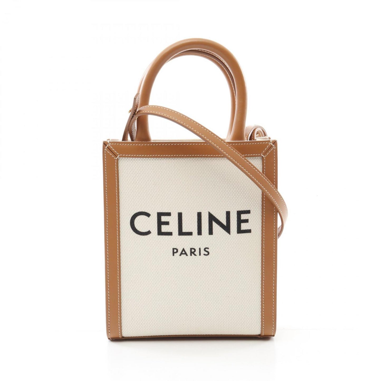 Celine Mini Vertical Cabas Handbag Canvas Leather