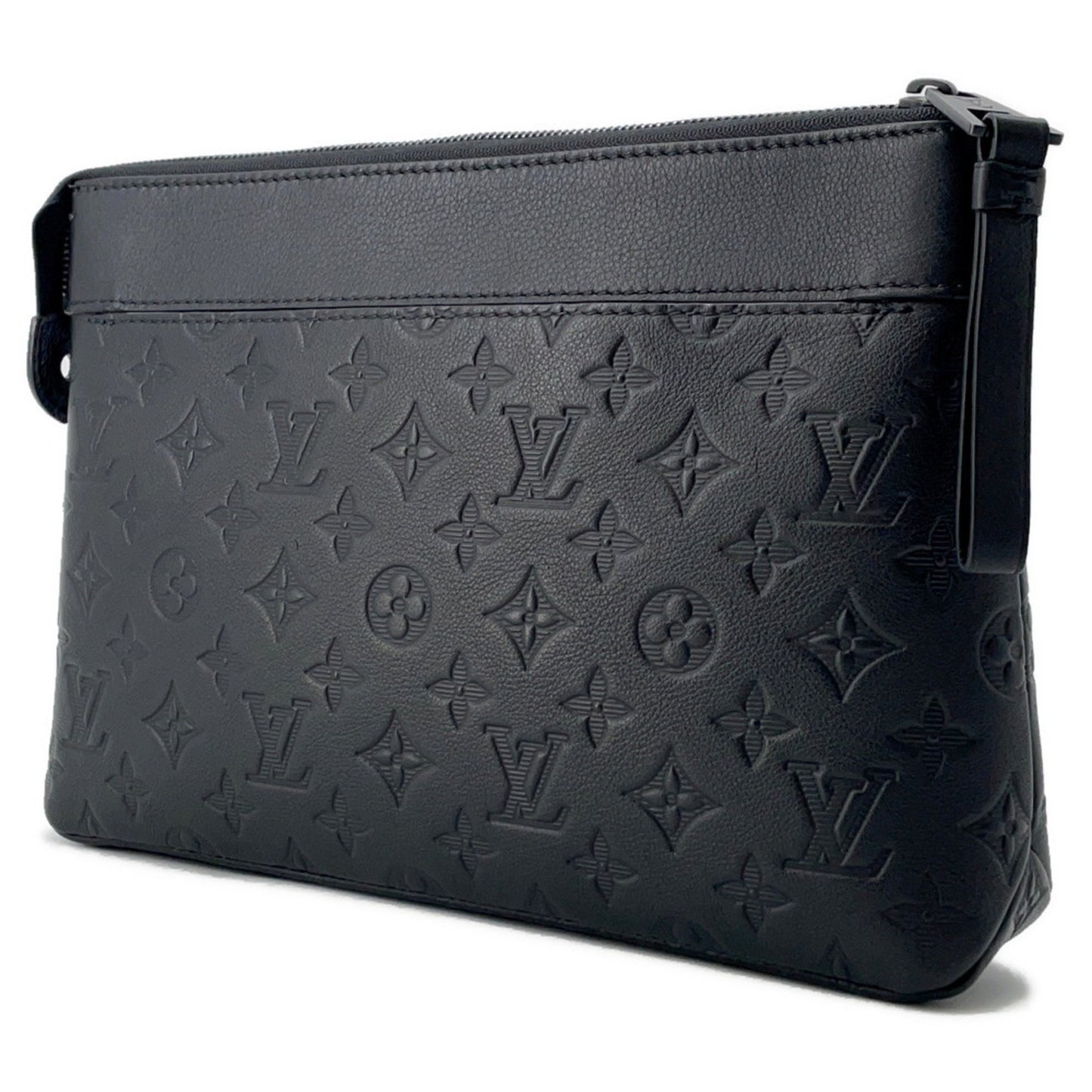 Louis Vuitton Clutch Bag Monogram Shadow Pochette Voyage Souple M82545 Louis Vuitton Black
