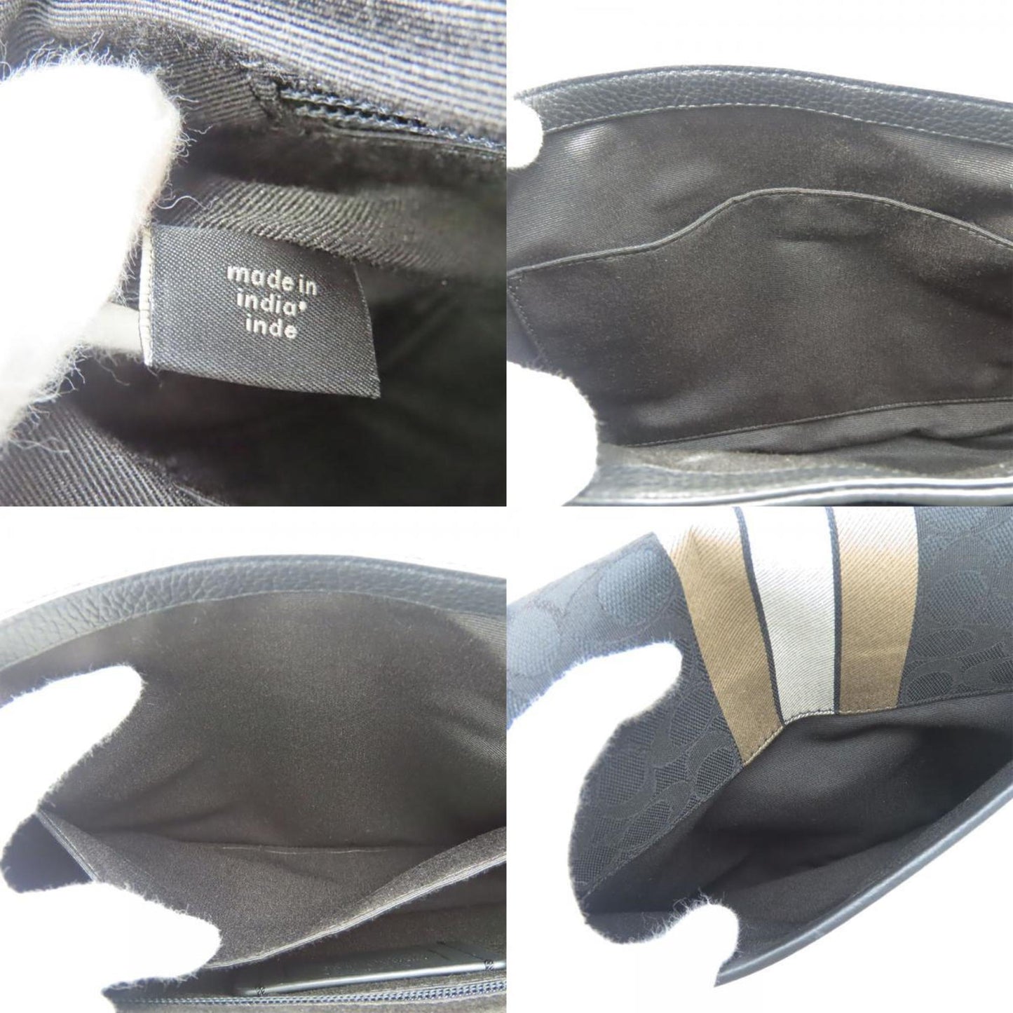 Coach Shoulder Bag C6583 Signature Canvas Leather Black Stripe