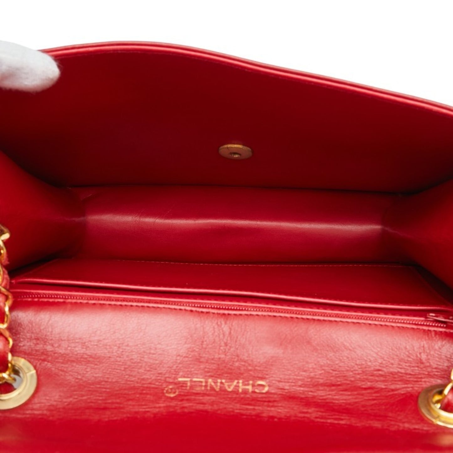 Chanel Matelasse Coco Mark Chain Shoulder Bag In Red Lambskin