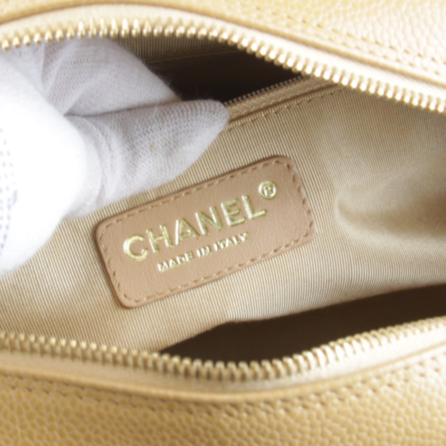 Chanel Caviar Skin Coco Mark Boston Bag Leather
