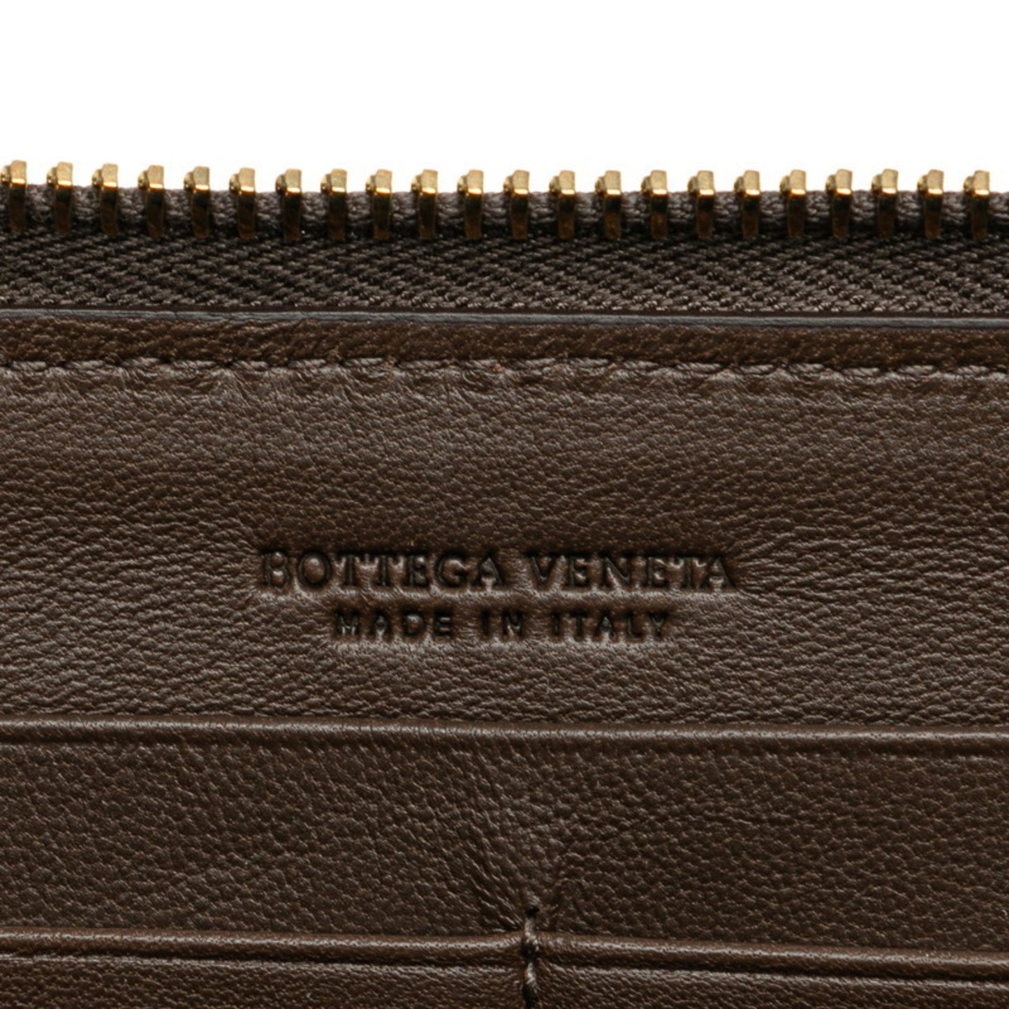 Bottega Veneta Intrecciato Round Long Wallet Brown Leather