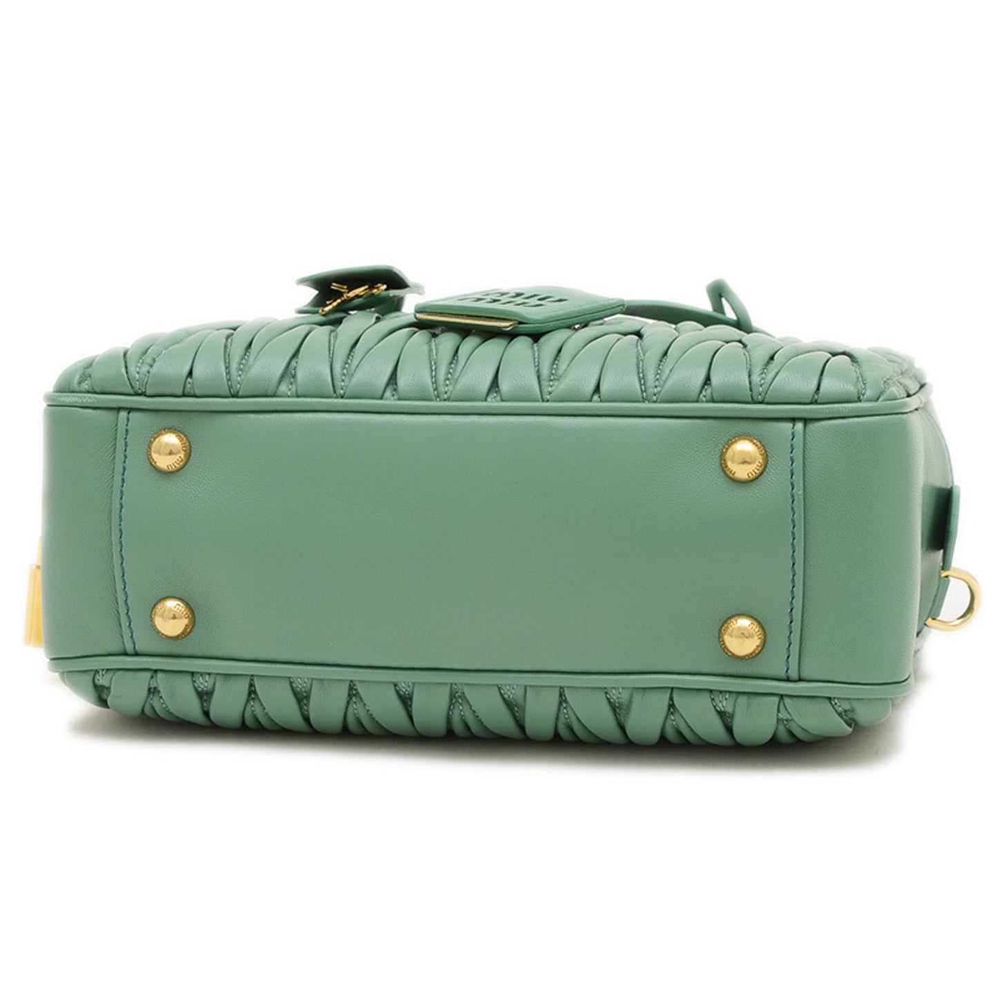 Miu Miu Miu Arcadi Matelasse Hand Shoulder Bag Leather Salvia Green 5Bb124 Bp