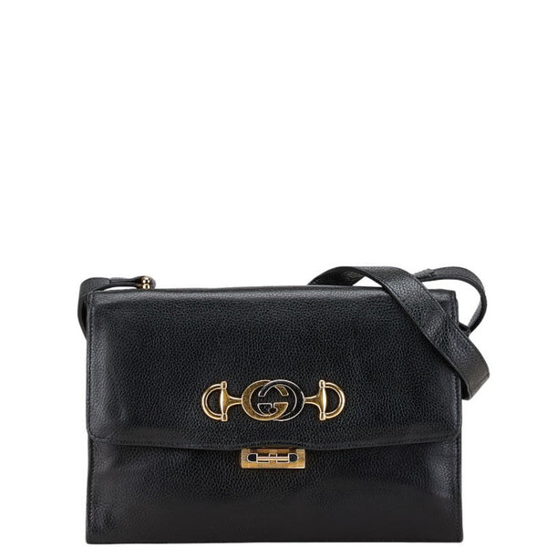Gucci Zumi Shoulder Bag 576388 Black Leather