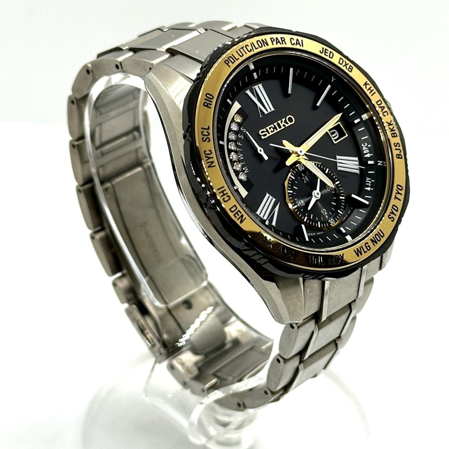 Seiko 8B54-Obgo/Saga186 Brightz Solar Quartz Date Watch