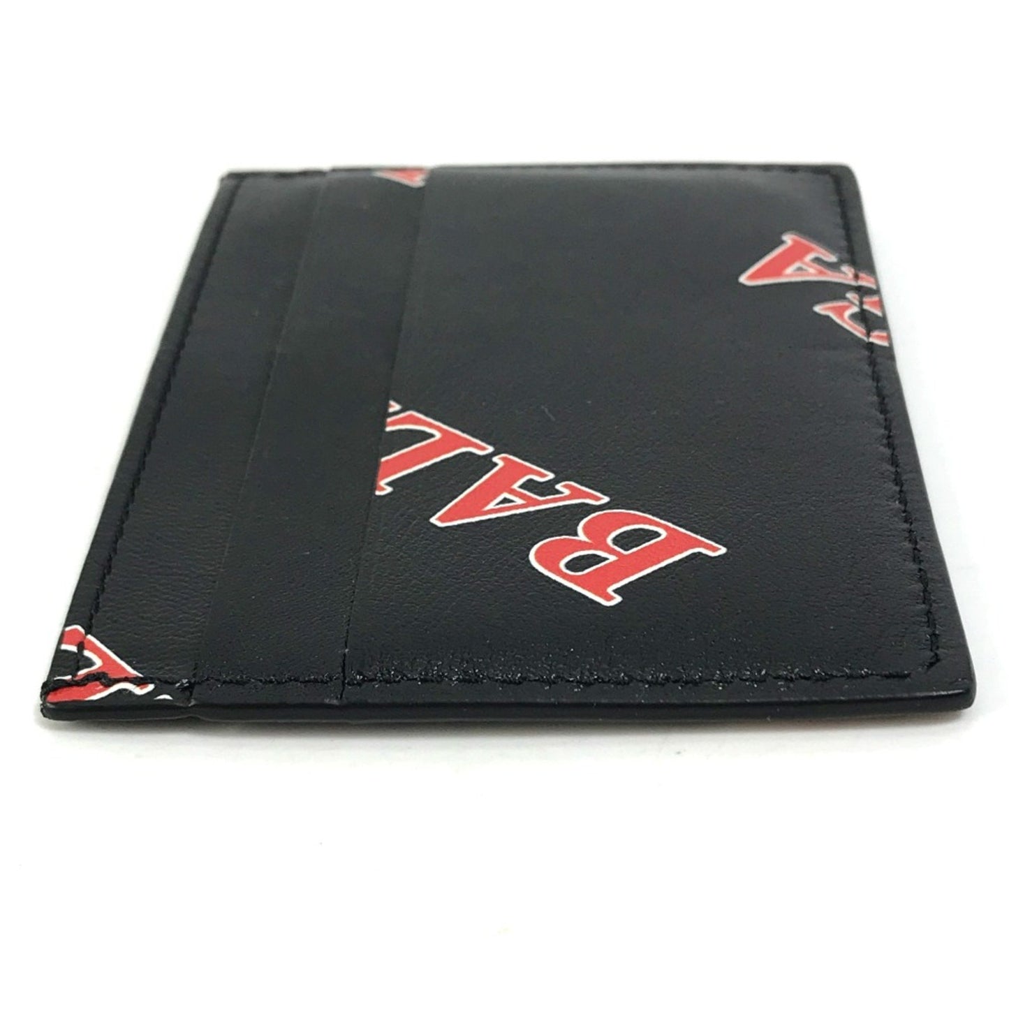 Balenciaga 594309 Logo Print Name Card Holder Card Case Black