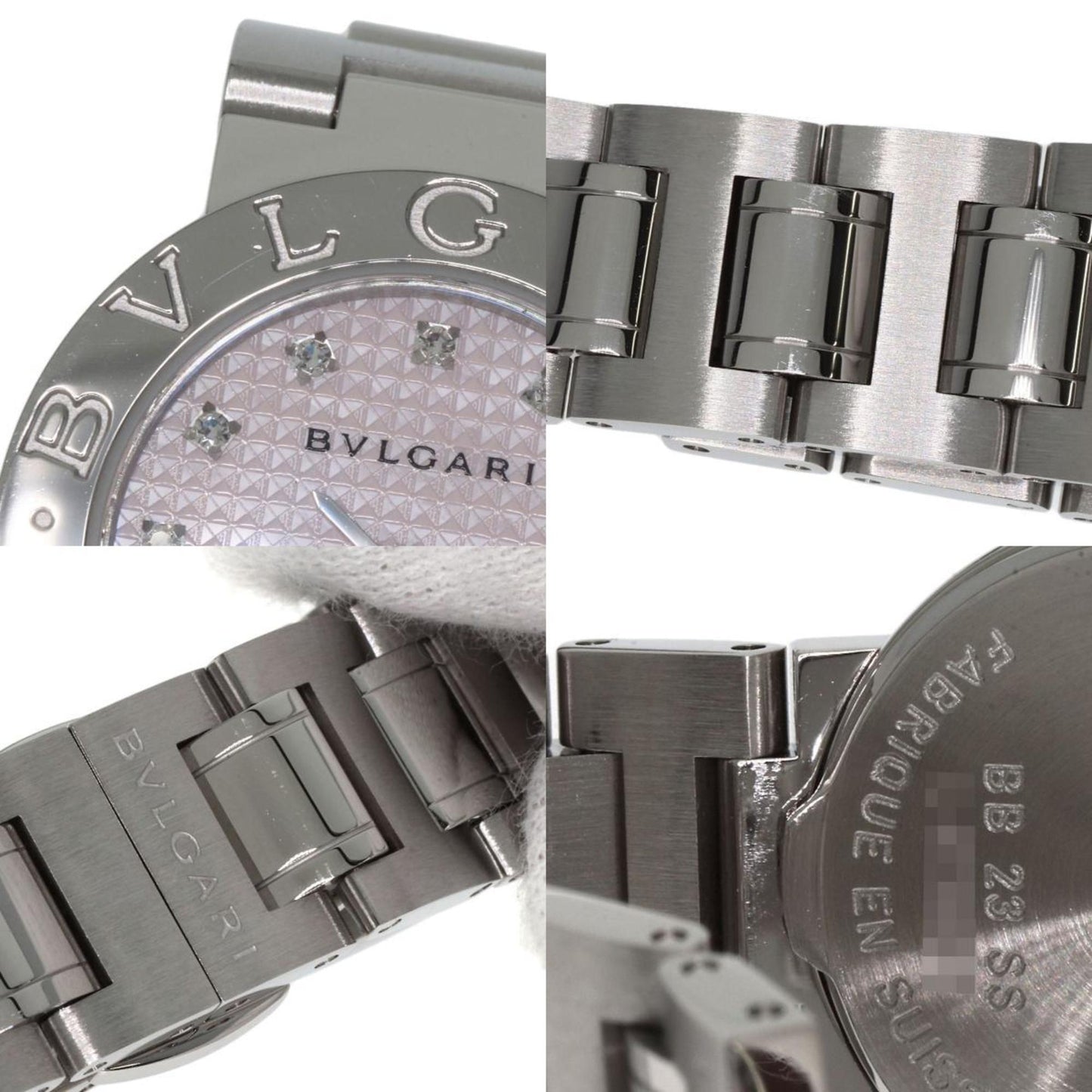 Bvlgari Bb23Ss 12P Diamond Watch Stainless Steel Ss