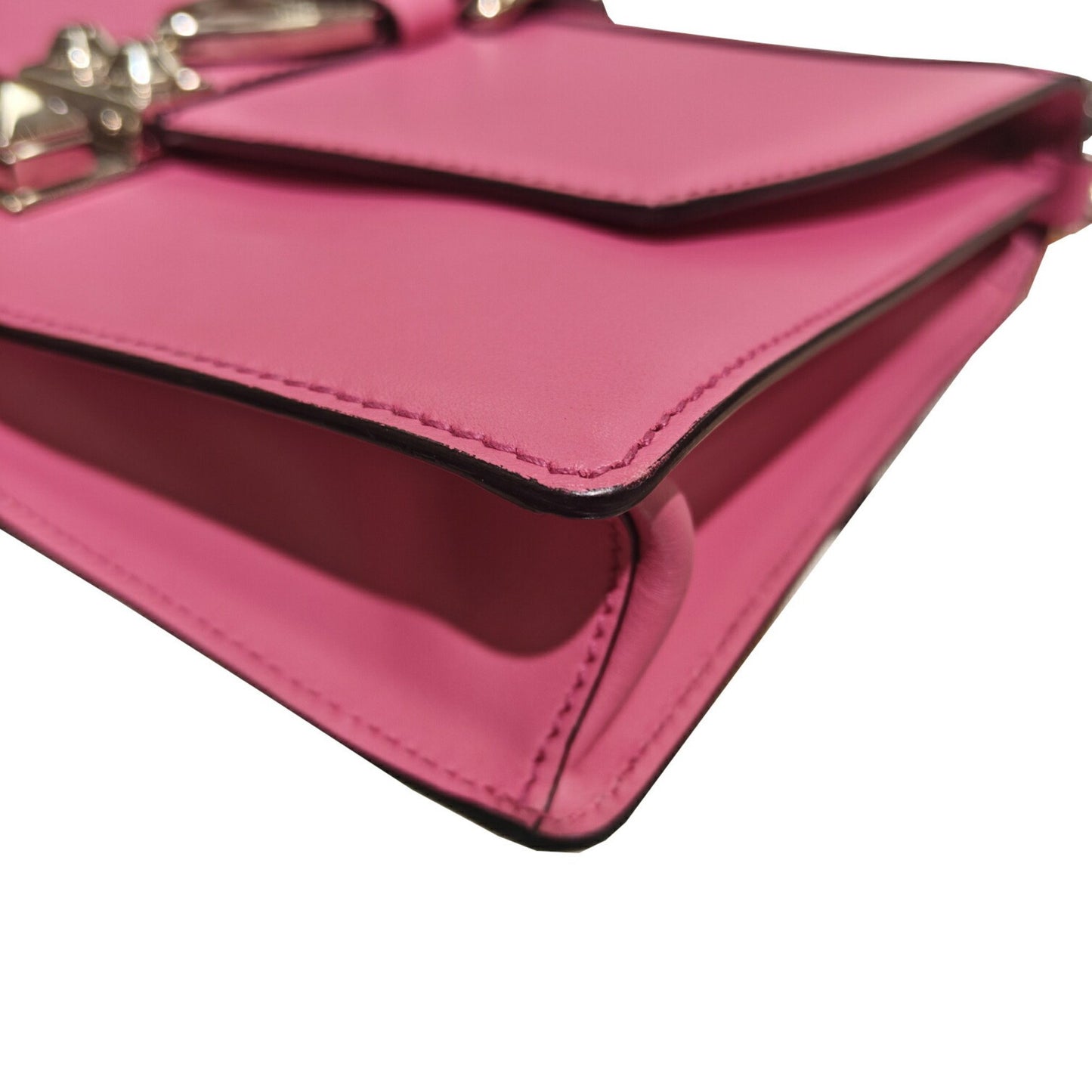 Prada Elektra 1Bd120 Electra Bag Studded Shoulder Crossbody Calf Leather Saffiano Pink Black