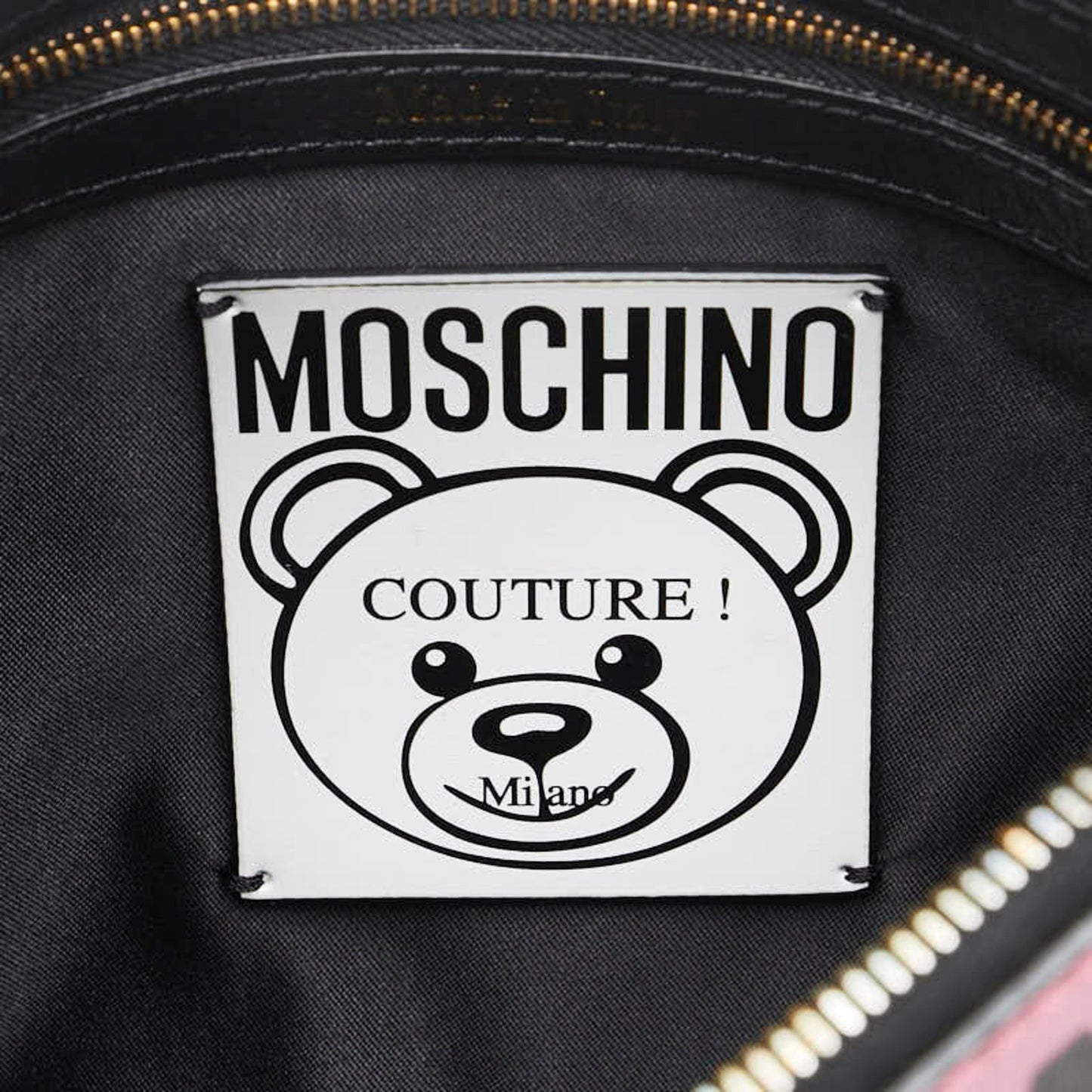 Moschino Bear Print Clutch Bag In Pink Leather