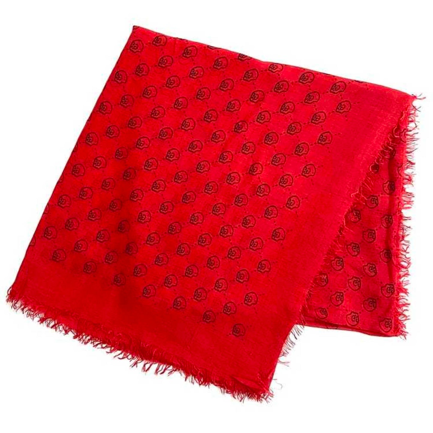 Gucci Scarf Ec-22489 Red Ghost 453225 Silk Cotton Gucci Skull Gg