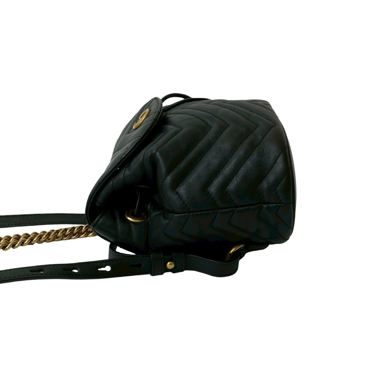 Gucci Gg Marmont Logo Hardware Leather Mini Rucksack/Daypack In Black