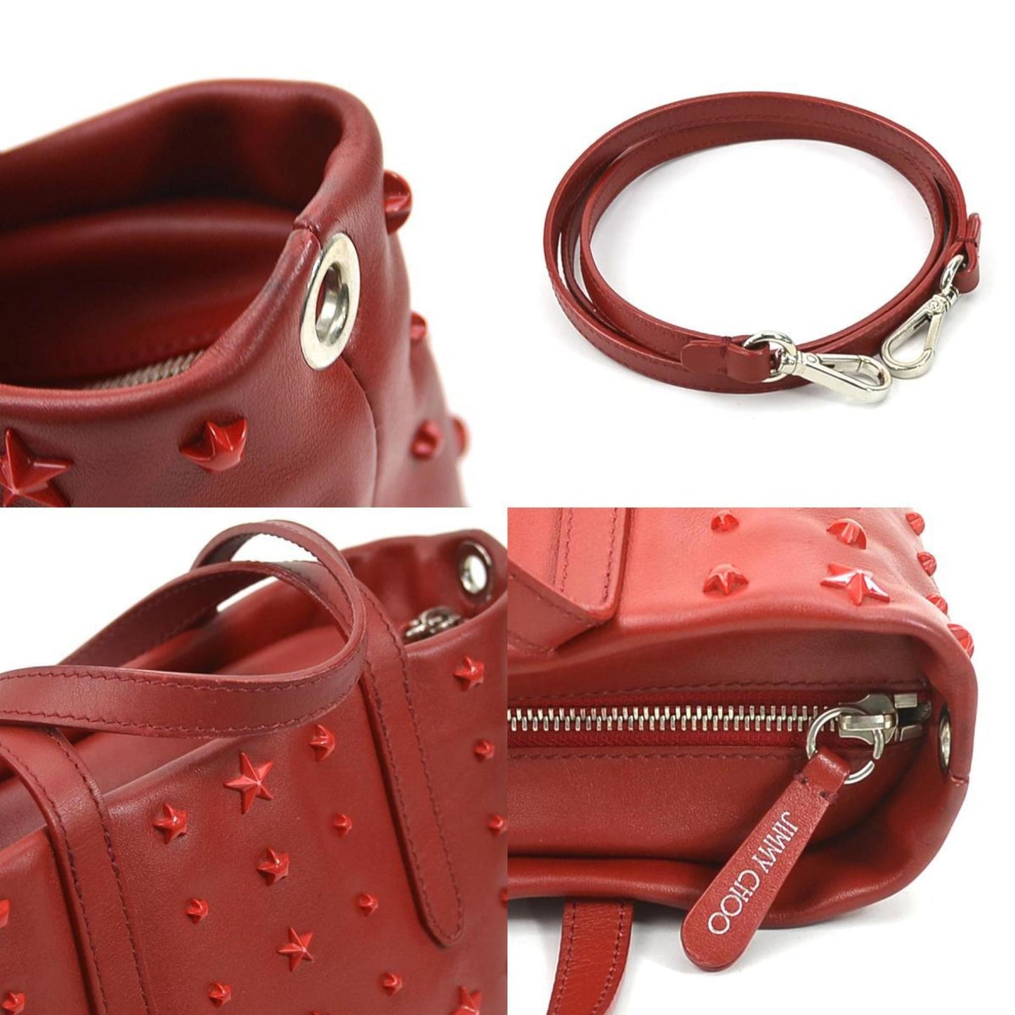 Jimmy Choo Handbag Shoulder Bag Leather Red