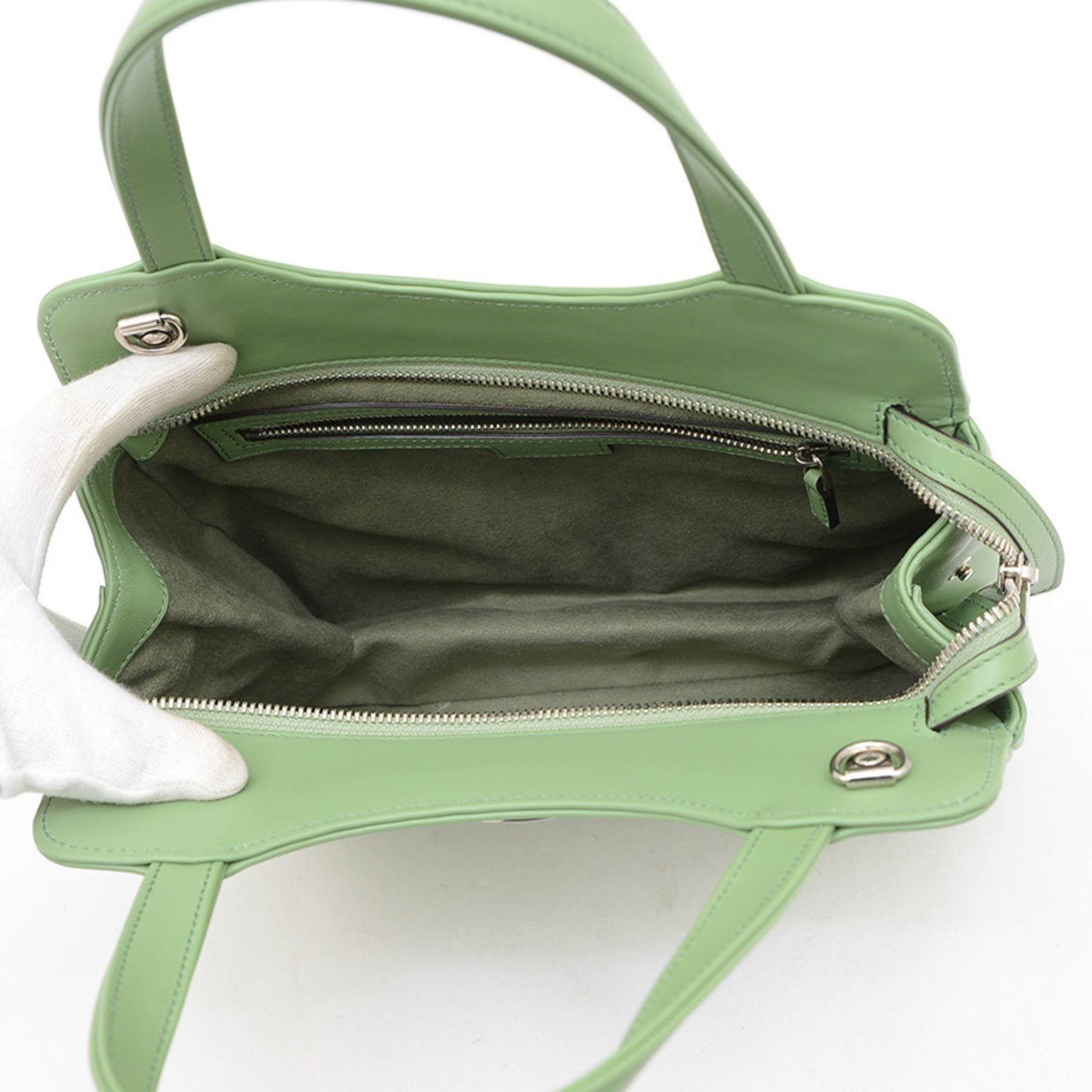 Gucci Petite Gg Small Tote Bag In Green Leather