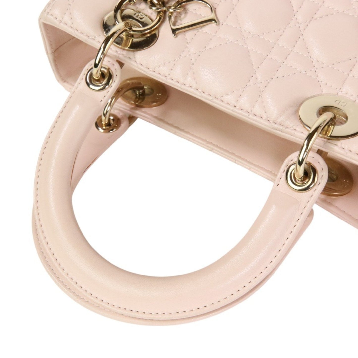 Christian Dior Lady Cannage 2Way Handbag Shoulder Bag Cal44550 Pink